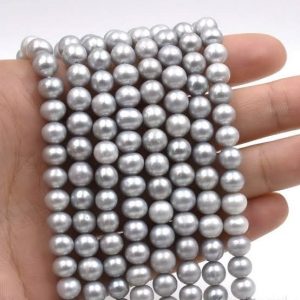 Round Steel Grey Pearls/Per Line
